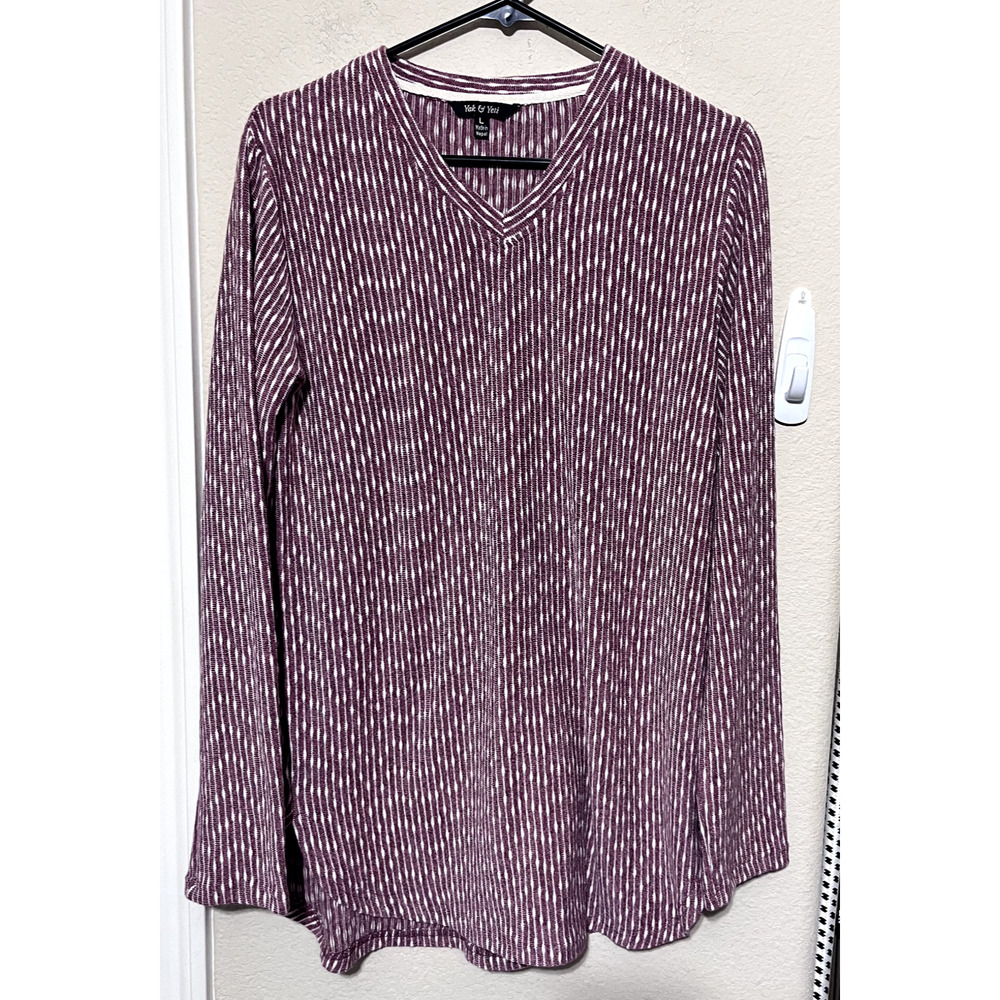 Yak & Yeti Women's Long Sleeve Pullover Top Tunic Shirt soft knit Nepal Size L